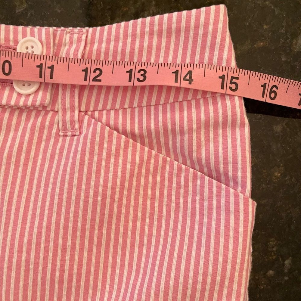Jones NY Sport Seersucker Sz 4 Pink Striped Fly Front Shorts - Picture 9 of 11